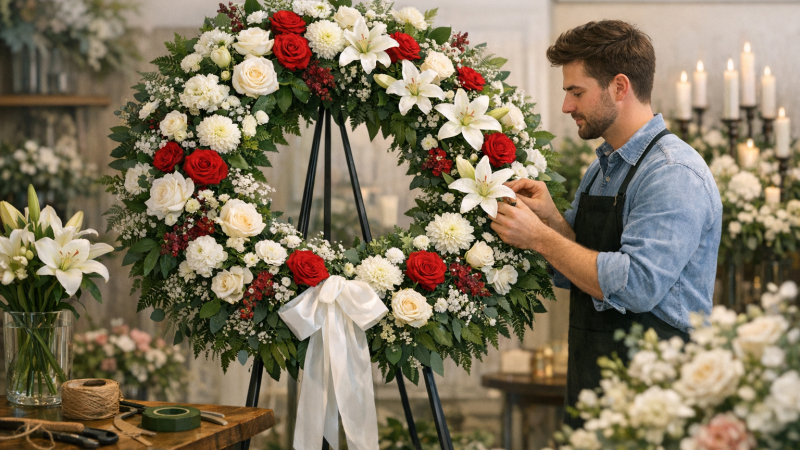 flower shop funeral wreath