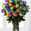 Twenty Rainbow Rose Vase Bouquet