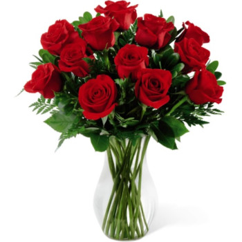One Dozen Red Roses Bouquet with Vase