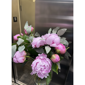 Elegant Pink Peony & Eucalyptus Arrangement in Vase