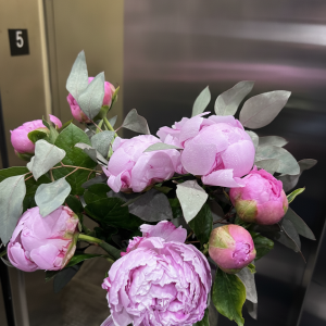 Elegant Pink Peony & Eucalyptus Arrangement in Vase