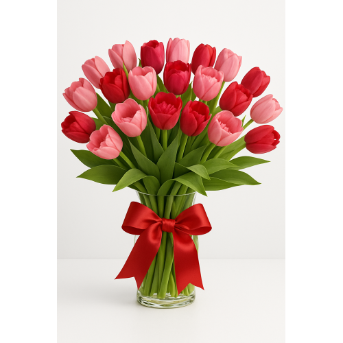 Passionate Tulips and Rose Bouquet