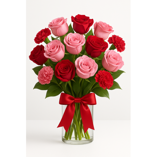 Passionate Tulips and Rose Bouquet