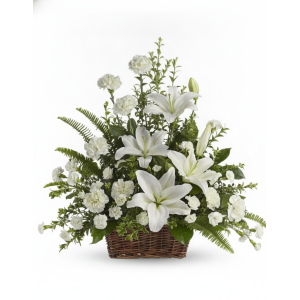 Peaceful White Lilies Basket