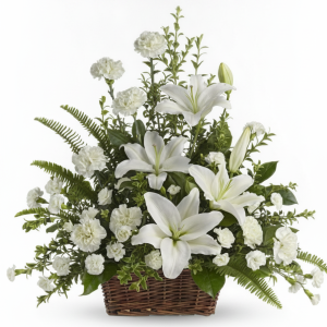 Peaceful White Lilies Basket