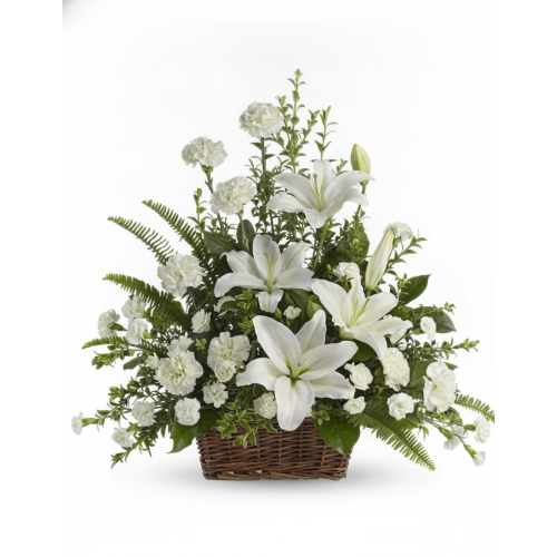 Peaceful White Lilies Basket