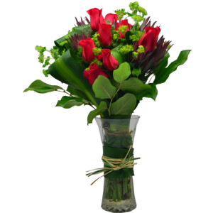 Calgary Ruby Flower Shop Forever in Bloom Red Roses Vase Arrangement
