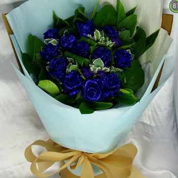 Crystal Blue Roses Bouquet