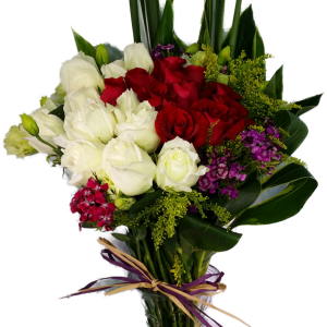 Calgary Ruby Flower Shop Happy Blooms Red and White Roses Vase 2854