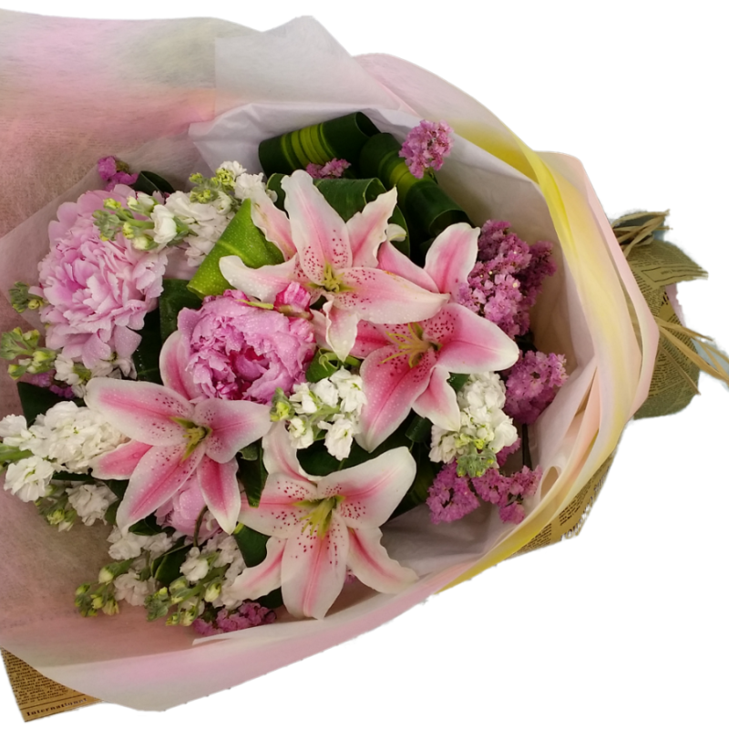 Blush Harmony Pink Lily Valentine Bouquet