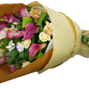 Graceful Pink Calla Lily Valentines Bouquet