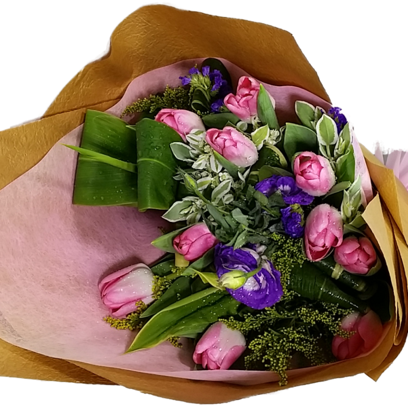 Romantic Radiance Holland Pink Tulips Bouquet