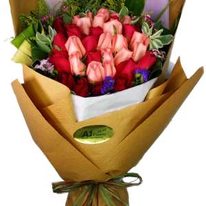 Calgary Ruby Flower Shop Blushing Harmony Three Dozen Roses Bouquet