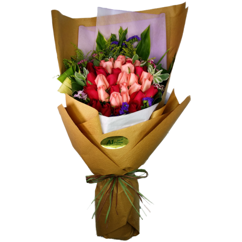 Calgary Ruby Flower Shop Blushing Harmony Three Dozen Roses Bouquet