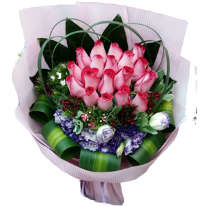 Calgary Ruby Blushing Milk Pink Roses Bouquet