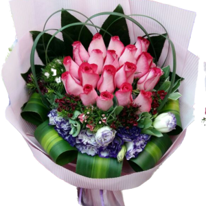 Calgary Ruby Blushing Milk Pink Roses Bouquet