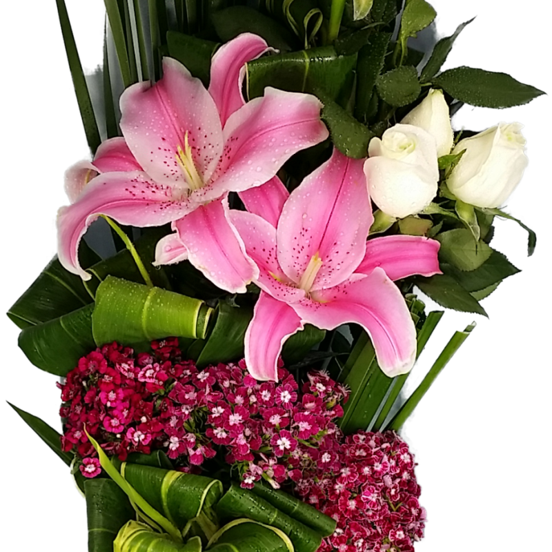 Timeless Grace Lily and Rose Wicker Basket