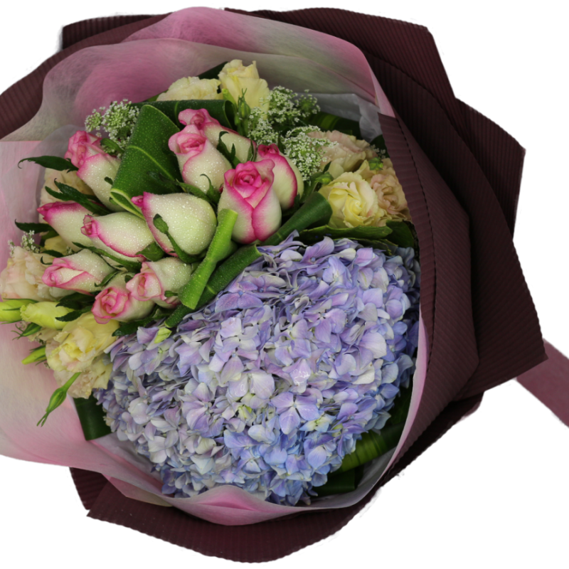 Purple Bliss Milk Pink Roses Bouquet