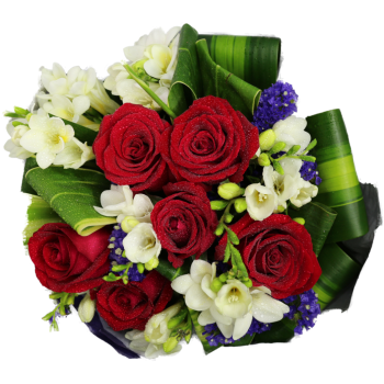 Lush Red Rose Romance Half Dozen with White Blooms delivery bouquet