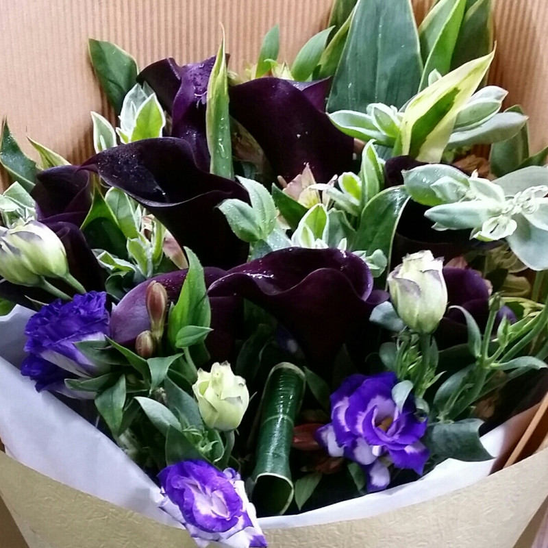 Mystical Elegance Dark Purple Calla Lily Bouquet