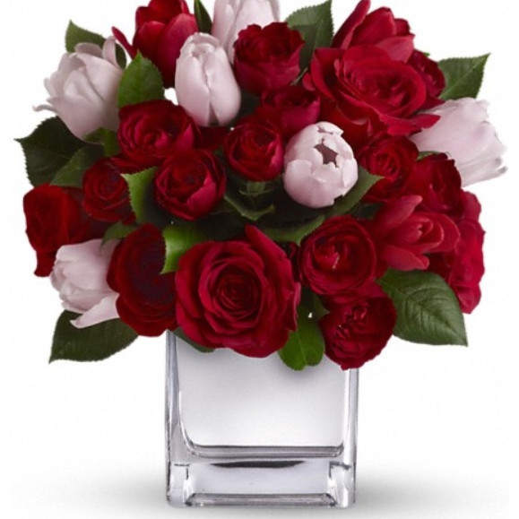 Timeless Tulip Rose Cube Bouquet