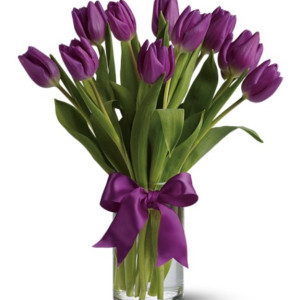 YYC Flowers Romantic Purple Glow Tulip Vase