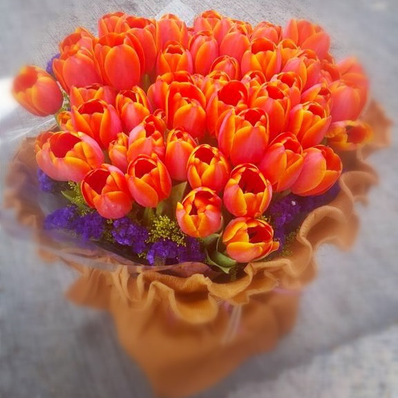 50pcs Orange Tulips Bouquet