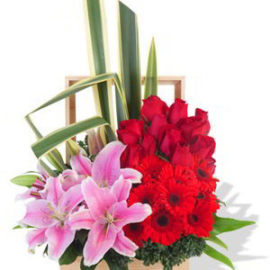 Red Rose and Gerbera Arrangement