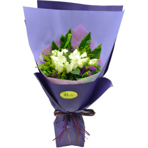 Ecuador Rose Garden Elegance in White Roses Bouquet