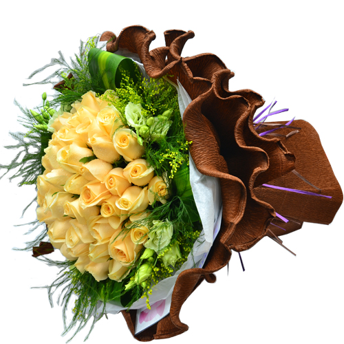 Ecuador Rose Garden Graceful Champagne 50pcs Roses Bouquet