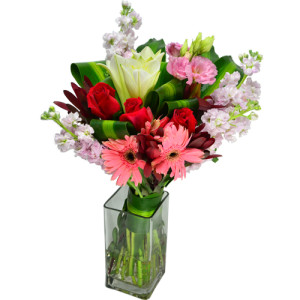 Calgary Ruby Flower Shop Blossom Harmony Square Vase Delight 2838