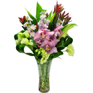 Holland Tulips Garden Exquisite Harmony Cymbidium Vase Arrangement