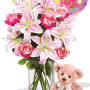 Oriental and Rose Package , Medium Teddy Bear and balloon