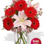 Gerberas and Oriental Lily Vase Bouquet