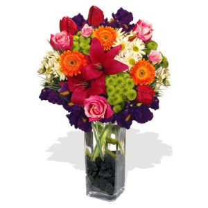 YYC Flowers Colorful Assorted Flowers Vase Bouquet