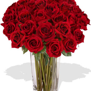 38 Rose Arrangement in Crystal Vase