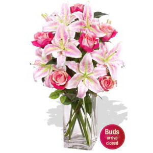 YYC Flowers Oriental Bouquet Lily and Rose Vase Arrangement