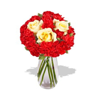 Calgary Carnation and Roses Vase Bouquet