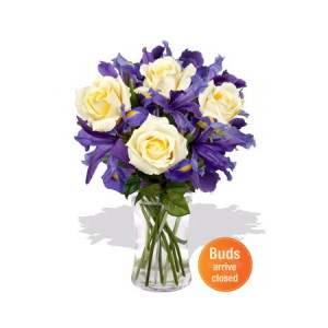 Calgary Roses and Iris Vase Bouquet
