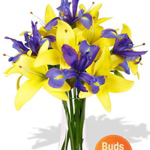 Asiatic Lily and Iris Bouquet Vase Bouquet