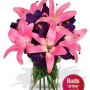 Iris and Pink Lily Vase Bouquet