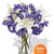 Oriental and Iris Bouquet ,3 Lily and 8 Iris Vase Bouquet
