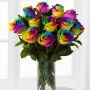 20pcs Rainbow Rose in Vase Arrangement – Order 5 Days in Advance