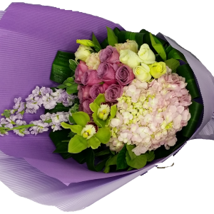 YYC Flowers Majestic Purple Hydrangea Cymbidium Bouquet
