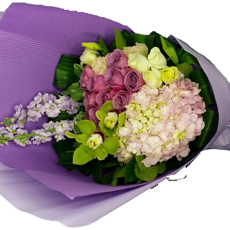 Majestic Purple Hydrangea Cymbidium Bouquet