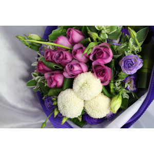 YYC Flowers Majestic Serenity Bouquet Purple White