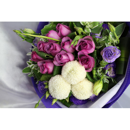 YYC Flowers Majestic Serenity Bouquet Purple White