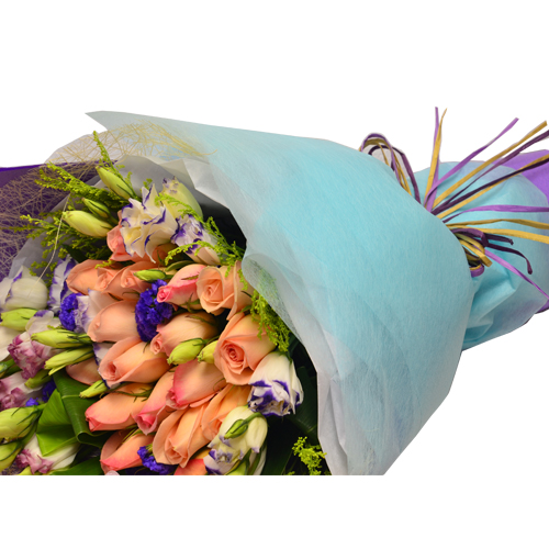 Ecuador Rose Garden Elegant Surprise Champagne Roses Bouquet 18pcs