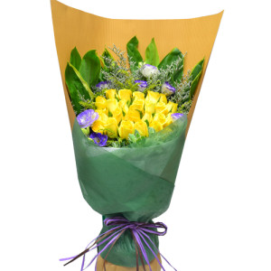 Ecuador Rose Garden Golden Bliss Yellow Roses Bouquet 18pcs