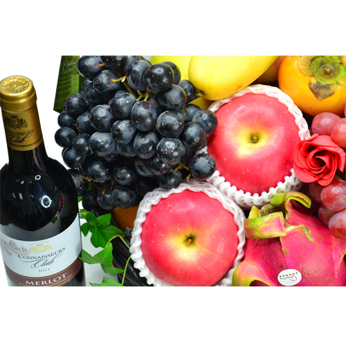 Seasonal Luxe Fruit Hamper with Maxim Mooncake and Red Wine